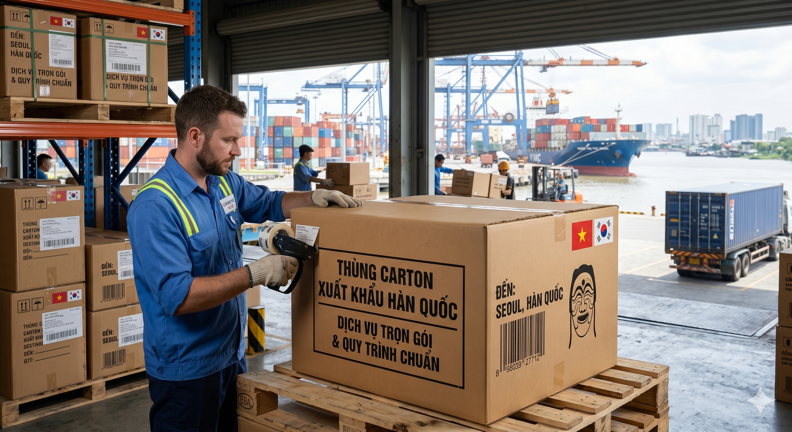 Thùng carton xuất khẩu Hàn Quốc chuẩn