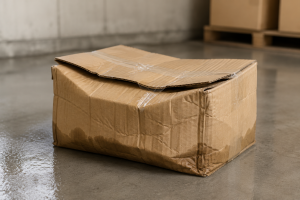 Hộp carton bị hư hỏng tại kho do độ ẩm