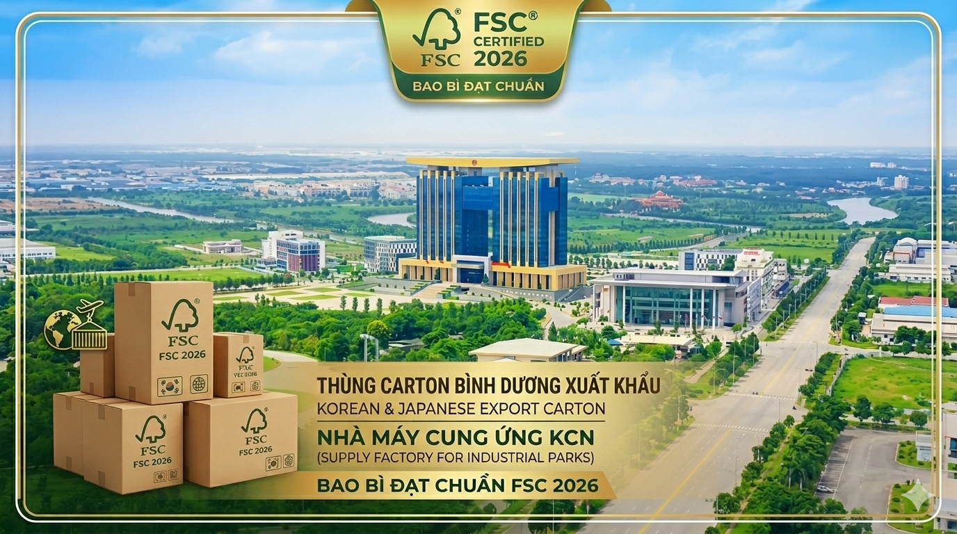 Thùng Carton Bình Dương Xuất Khẩu – Nhà Máy Cung Ứng KCN | Bao Bì Đạt Chuẩn FSC 2026