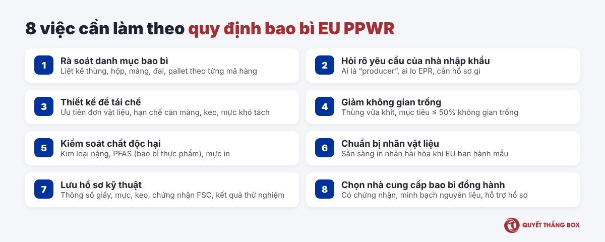 8 việc doanh nghiệp cần làm theo quy định bao bì EU PPWR